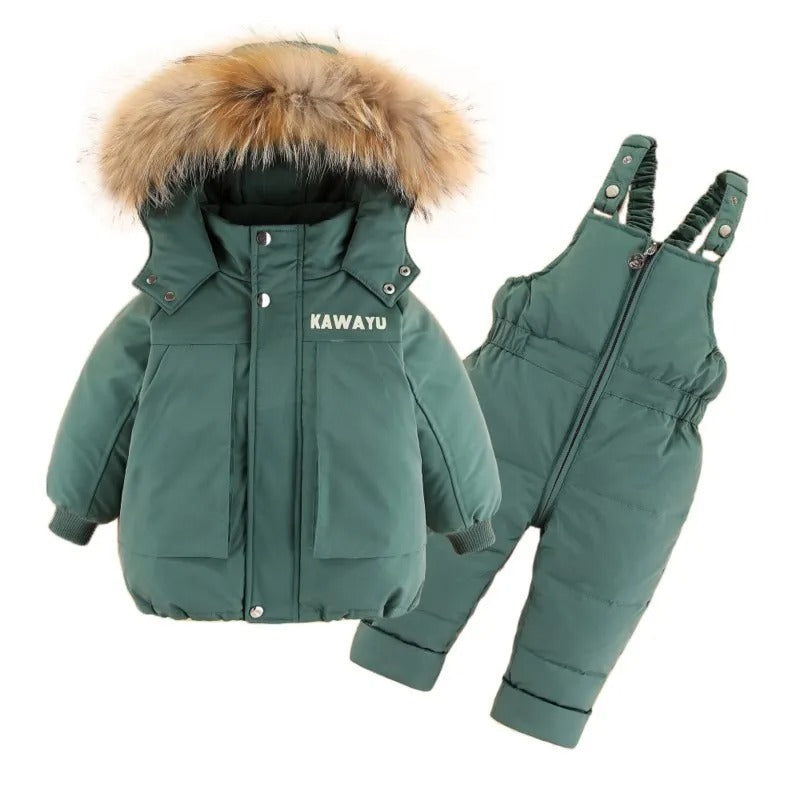 Winter Baby Boy Snowsuit Hooded Warm Down Jacket For Baby Girl Infant Overalls 1-3 Years Toddler Boys 2PCS Clothes Set Outfit