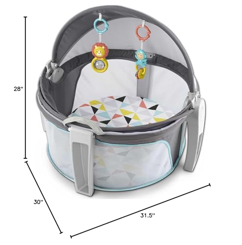 Fisher-Price Portable Bassinet and Play Space On-the-Go Baby Dome with Developmental Toys and Canopy, Windmill