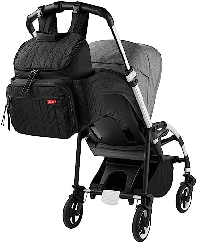 Skip Hop Baby Backpack: Forma, Multi-Function Baby Travel Bag with Changing Pad & Stroller Attachment, Jet Black