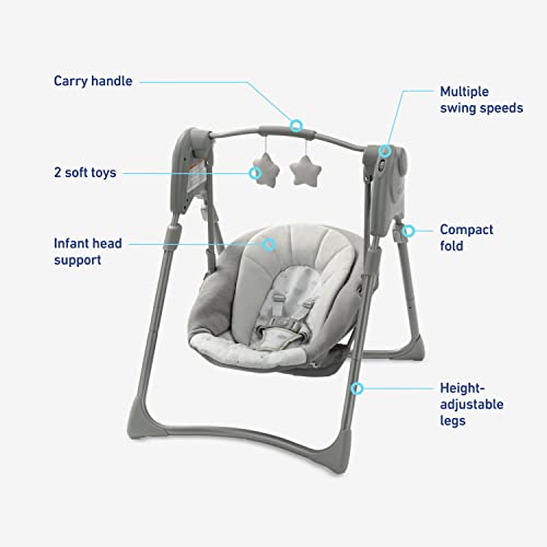 Graco Slim Spaces Compact Baby Swing, Reign