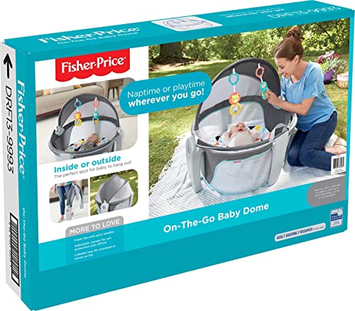 Fisher-Price Portable Bassinet and Play Space On-the-Go Baby Dome with Developmental Toys and Canopy, Windmill