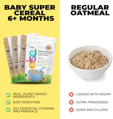 Else Nutrition Baby Cereal Stage 1 for 6 months+, Plant Protein, Organic, Whole foods, Vitamins and Minerals (Mango, 6 Pack)