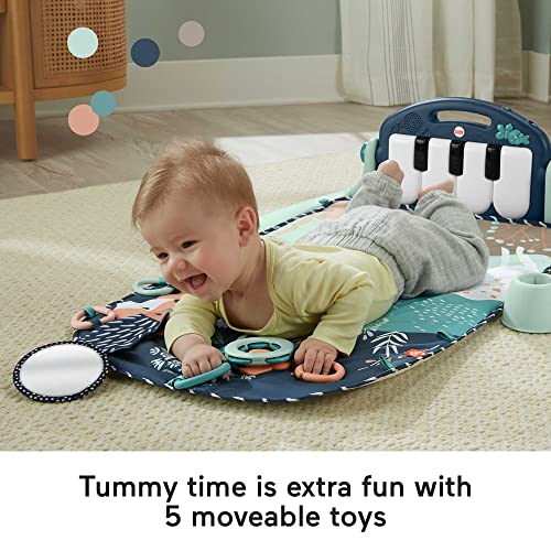 Fisher-Price Baby Playmat Kick & Play Piano Gym with Musical and Sensory Toys for Newborn to Toddler, Navy Fawn