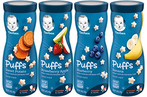 Gerber Graduates Apple Strawberry, Banana, Sweet Potato, Blueberry Puffs /pack of 8 1.48oz