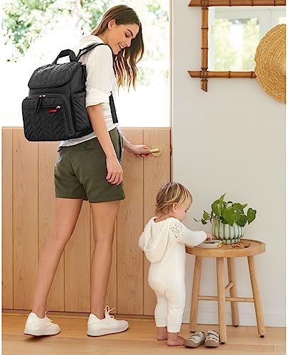 Skip Hop Baby Backpack: Forma, Multi-Function Baby Travel Bag with Changing Pad & Stroller Attachment, Jet Black