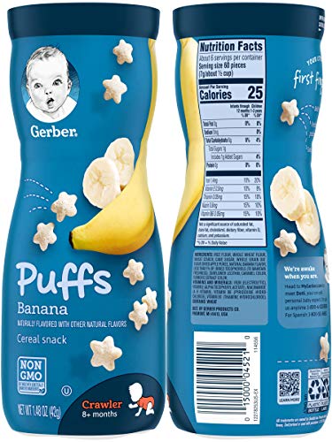 Gerber Graduates Apple Strawberry, Banana, Sweet Potato, Blueberry Puffs /pack of 8 1.48oz