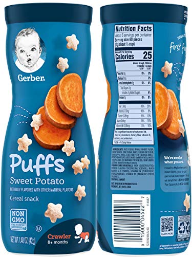 Gerber Graduates Apple Strawberry, Banana, Sweet Potato, Blueberry Puffs /pack of 8 1.48oz