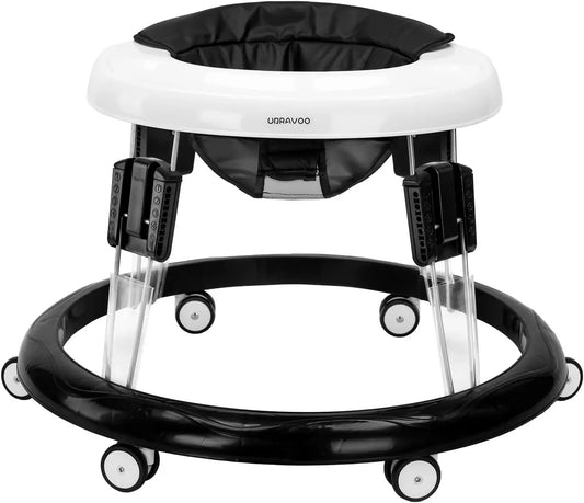 UBRAVOO Baby Walker Round Adjustable with Universal Wheels, 9 Adjustable Height Folding & Compact ,6-18 Months Toddler