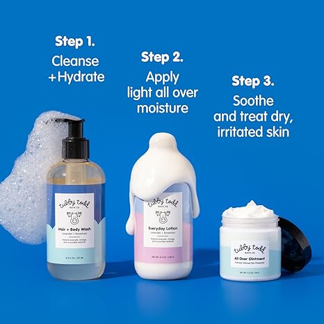 TUBBY TODD 3-Step Baby Bath & Skincare Routine - The Regulars Bundle - 8.5oz Baby Shampoo and Body Wash, 8.5oz Everyday Lotion & 3.5oz All Over Ointment - Fragrance-Free