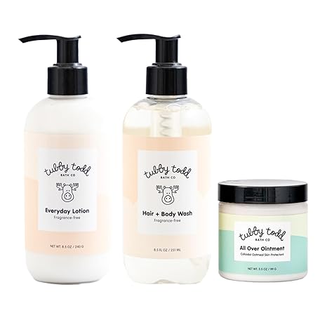 TUBBY TODD 3-Step Baby Bath & Skincare Routine - The Regulars Bundle - 8.5oz Baby Shampoo and Body Wash, 8.5oz Everyday Lotion & 3.5oz All Over Ointment - Fragrance-Free