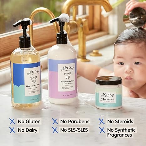 TUBBY TODD 3-Step Baby Bath & Skincare Routine - The Regulars Bundle - 8.5oz Baby Shampoo and Body Wash, 8.5oz Everyday Lotion & 3.5oz All Over Ointment - Fragrance-Free