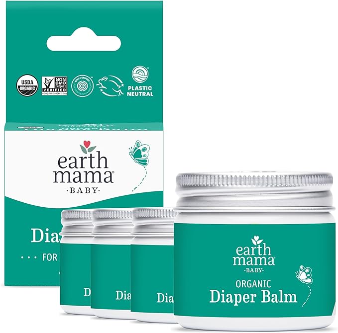 Earth Mama Organic Economy Size Diaper Balm | Diaper Cream for Baby | EWG Verified, Petroleum & Artificial Fragrance-Free with Calendula for Sensitive Skin, 4-Fluid Ounce (4-Pack)