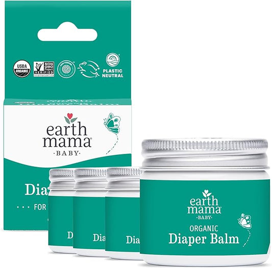 Earth Mama Organic Economy Size Diaper Balm | Diaper Cream for Baby | EWG Verified, Petroleum & Artificial Fragrance-Free with Calendula for Sensitive Skin, 4-Fluid Ounce (4-Pack)