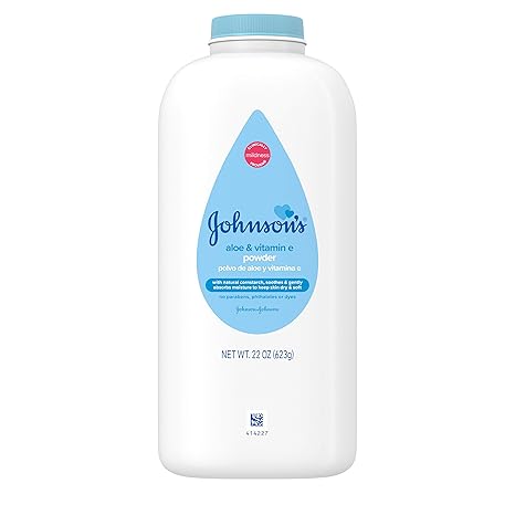 Johnson's Baby Powder, Pure Cornstarch, Aloe & Vitamin E, 22 Ounce (Pack of 6) - Packaging May Vary