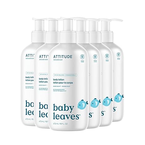 ATTITUDE Baby Lotion, EWG Verified Moisturizer, Dermatologically Tested Moisturizing Cream, Vegan and Cruelty-Free, Good Night, 16 Fl Oz (Pack of 6)