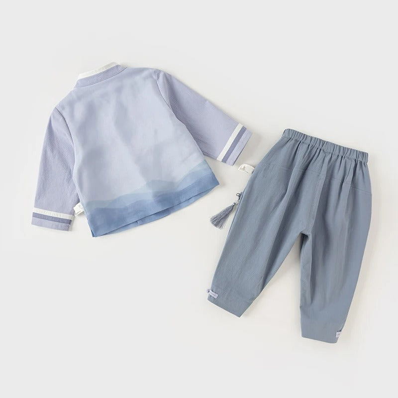 Bella Spring Korean Boys Loose Clothes Set Shirt + Trousers 2PCS Casual Long Sleeve Children's Sets