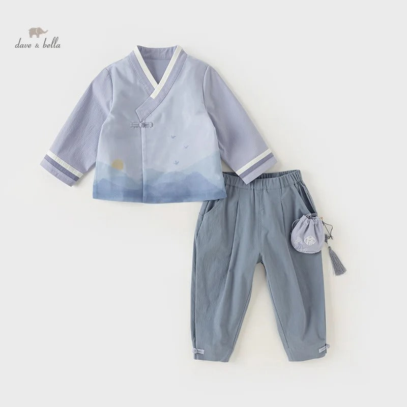 Bella Spring Korean Boys Loose Clothes Set Shirt + Trousers 2PCS Casual Long Sleeve Children's Sets